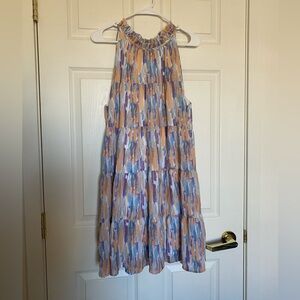 Sleeveless flowy dress abstract